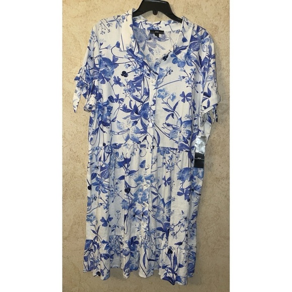 R & K Originals Womens Short Sleeve Floral Fit + Flare Dress Size 18 N… - Picture 3 of 7